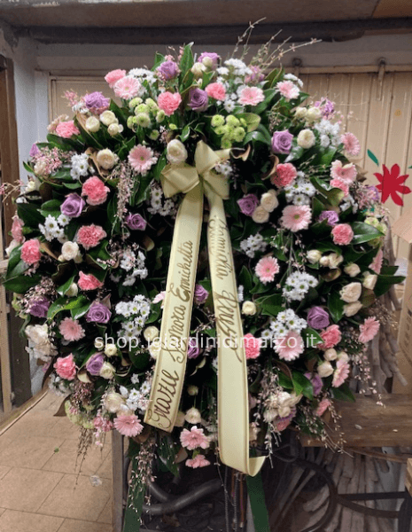 Corona funebre tonalità rosa