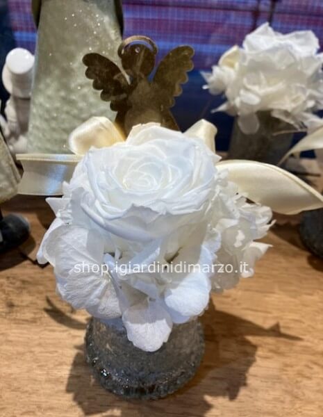 rosa stabilizzata bianca in vasetto