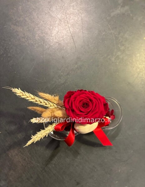 rosa stabilizzata in vaschetta vetro